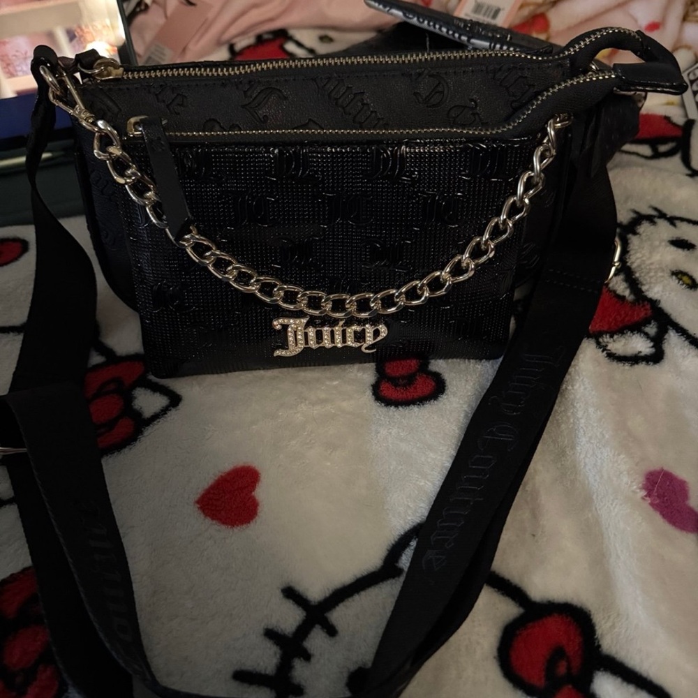Juicy Couture Black Crossbody Bag with Velvet Finish